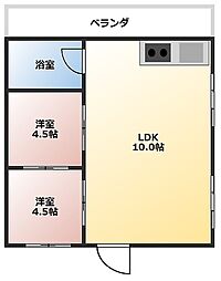 佐久原荘 2LDKの間取図画像
