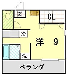 ベルアート ワンルームの間取図画像