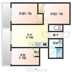 パークサイドコート 3DKの間取図画像