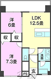グランドアビタシオン 2LDKの間取図画像