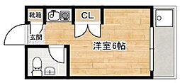 コートクビル ワンルームの間取図画像