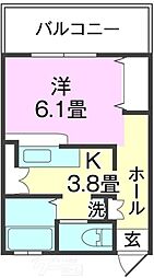 アヴニール高良 1Kの間取図画像
