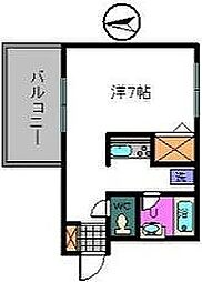 ガーナフォレスト 1Kの間取図画像