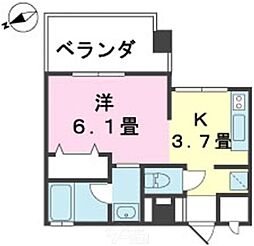 コスモ新都心 ワンルームの間取図画像