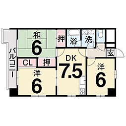 ゴトービル 3DKの間取図画像