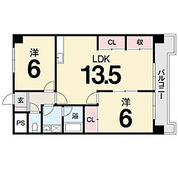 ゴトービル 2LDKの間取図画像
