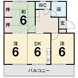 余戸 2階3DKの間取り