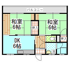 吉藤ハイツ 2DKの間取図画像