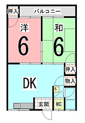 コテージ・ヴェル 2DKの間取図画像