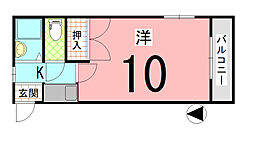 サンレックス木屋町 1Kの間取図画像