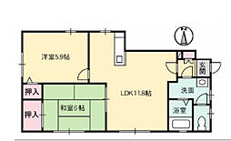 グランコート久万ノ台D 2LDKの間取図画像