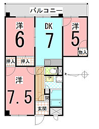 ペアタウンヒメバラ 3DKの間取図画像