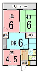 元町ルナハイツ 3DKの間取図画像