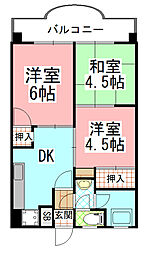 二宮第2ビル 3DKの間取図画像