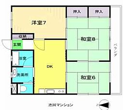 池川マンション 3DKの間取図画像