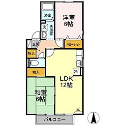 ガーデンコートA 2LDKの間取図画像