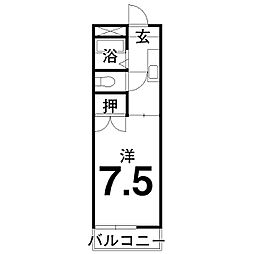 麻生ハイツ 1Kの間取図画像