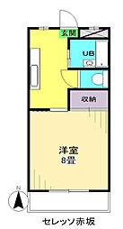 CEREZO赤坂 1Kの間取図画像
