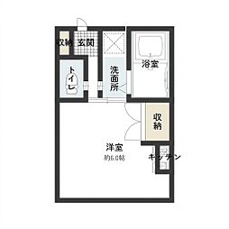 御宝ハイツ 1Kの間取図画像
