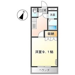 ル・ドーモくすの木 1Kの間取図画像