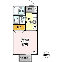 アベニューハタダ3B 1Kの間取図画像