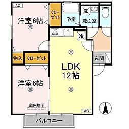 カンファタブルC 2LDKの間取図画像