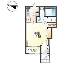 ASANAO 1Kの間取図画像