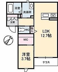 アルフラット 1LDKの間取図画像