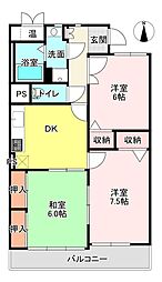 レジデンス一宮 3DKの間取図画像