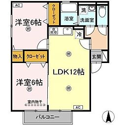 カンファタブルC 2LDKの間取図画像
