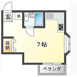 タウンズビル ワンルームの間取図画像