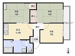 グランヒル中村 3DKの間取図画像