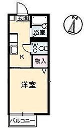 ウィスティアリア雅 1Kの間取図画像