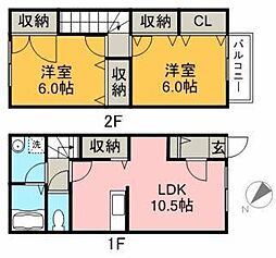 フロイデ立山 12階2LDKの間取り