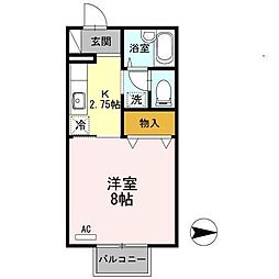 アベニューハタダ3A 1Kの間取図画像
