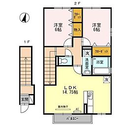カサベルデ 2LDKの間取図画像