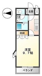 イーストリバー 1Kの間取図画像