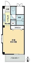フォブール巴 2階1Kの間取り