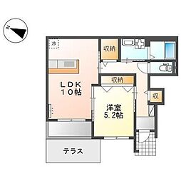 リバティハイツ 1階1LDKの間取り