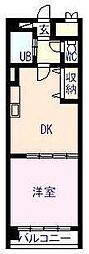 ワールドテラス 2階1LDKの間取り