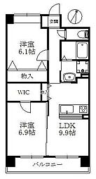 フォンターレ 7階2LDKの間取り