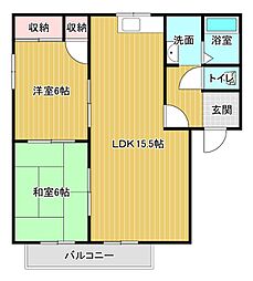 キャピタルハウスB 2LDKの間取図画像