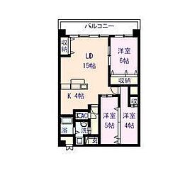 ベルレジョン 3LDKの間取図画像