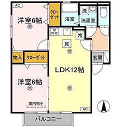 カンファタブルB 2LDKの間取図画像