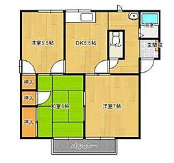フレグランス庄内B 3DKの間取図画像