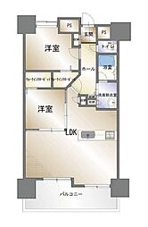 ラフィーネ中萩弐番館 2LDKの間取図画像