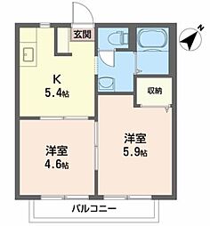 シャーメゾンＴ0Ｙ0 2階2Kの間取り