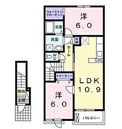 ジャグアル・三津屋 2LDKの間取図画像