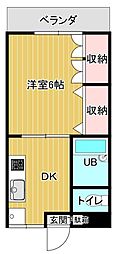 サンフローラル 1DKの間取図画像