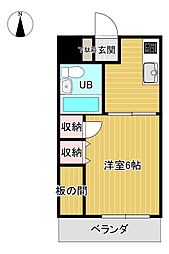 王子ハイツ 1DKの間取図画像